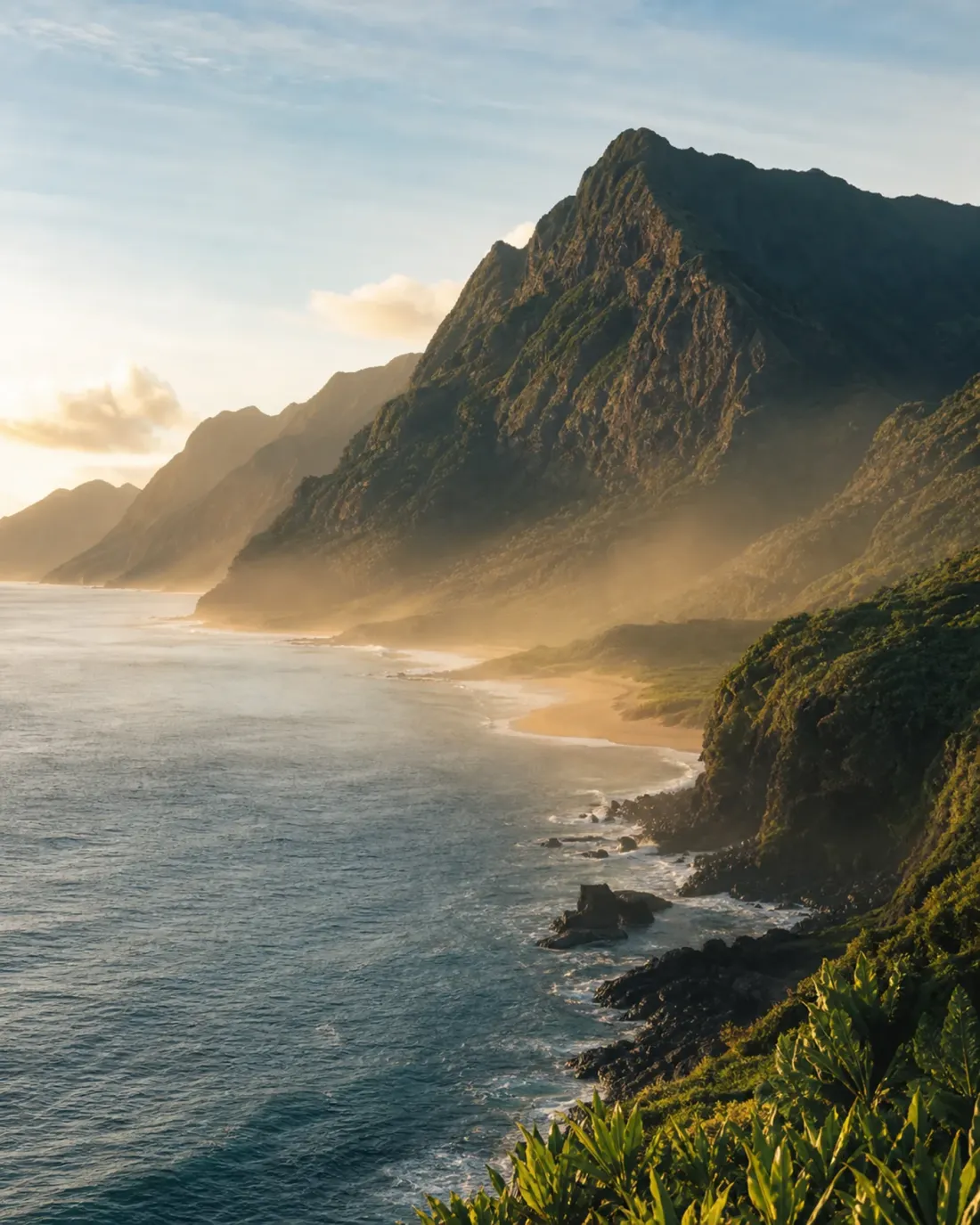 Coastal mountains at dawn